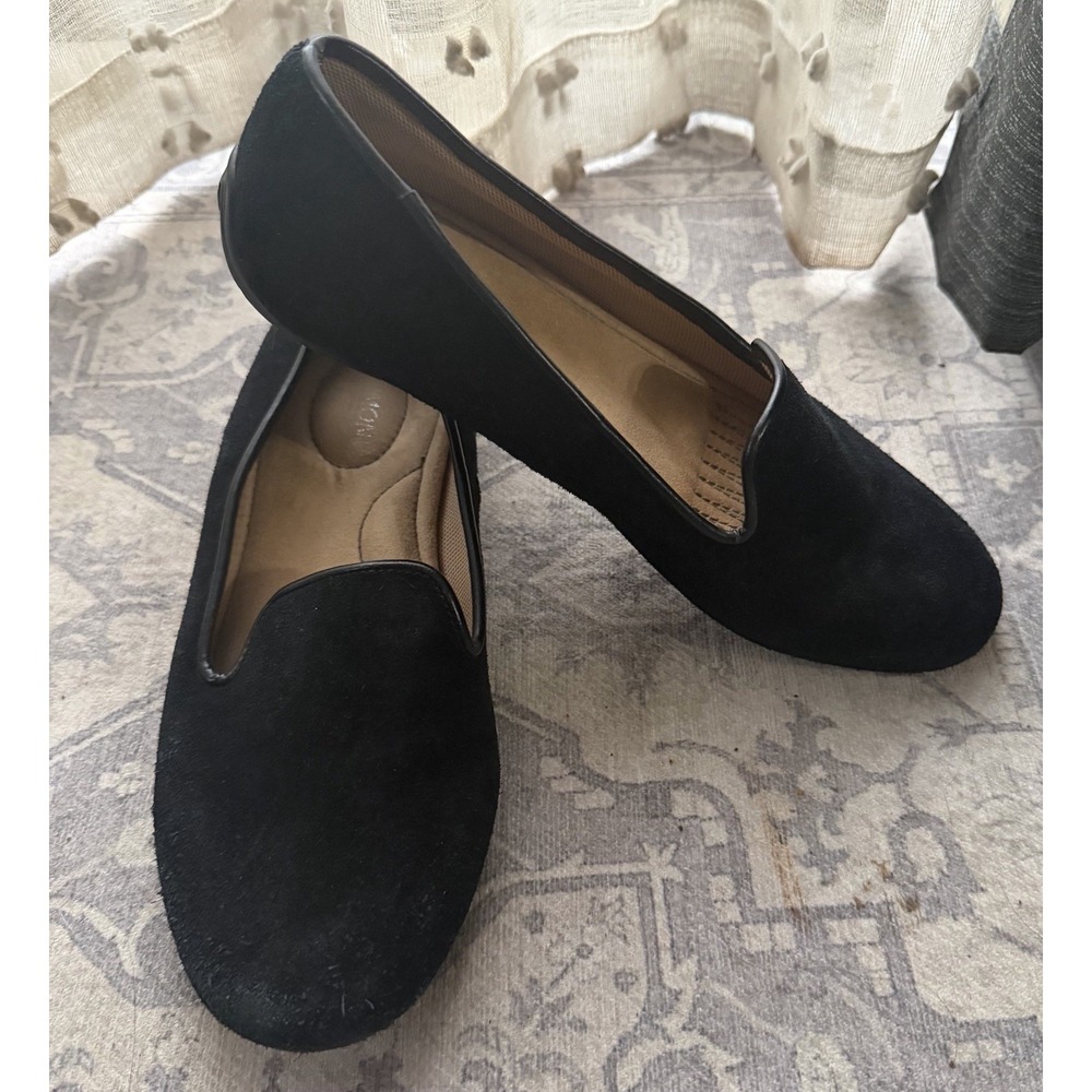 Harmony 783 Womens Black Suede Loafers Grounding Shoes Size 7